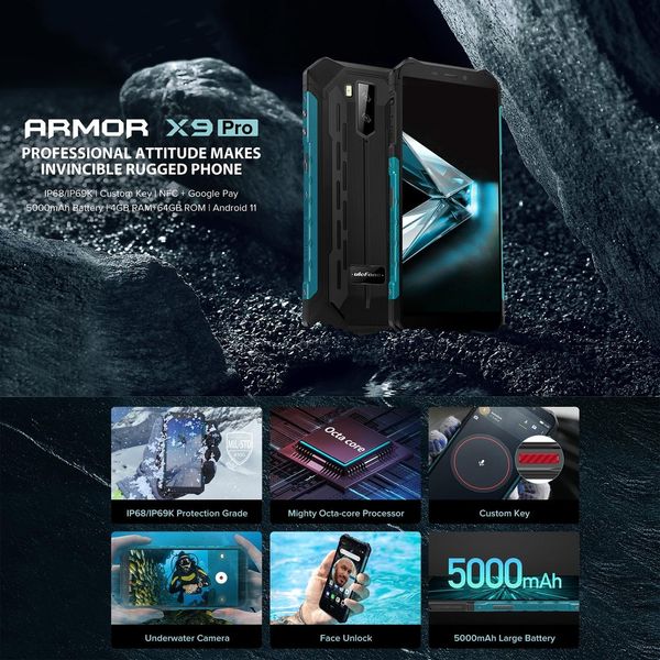 Протиударний телефон Ulefone Armor X9 Pro 4/64 GB 8 Ядер NFC Android 11 Надійний uax9pro фото